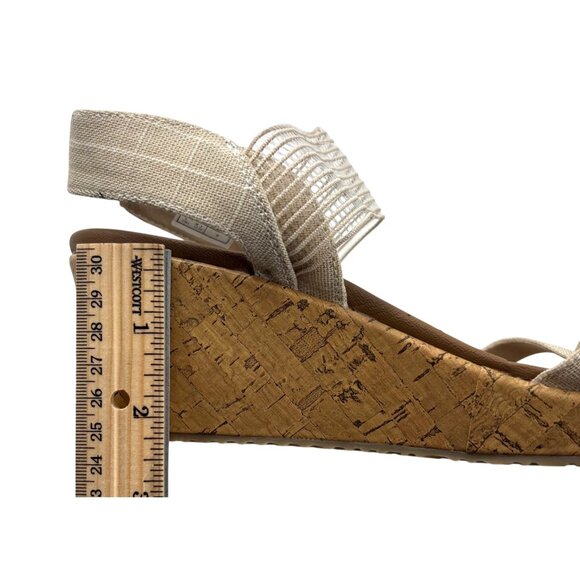 Skechers Cali Womens Wedge Sandals Size 8.5 Beige Textile Upper Luxe Foam - Picture 7 of 8